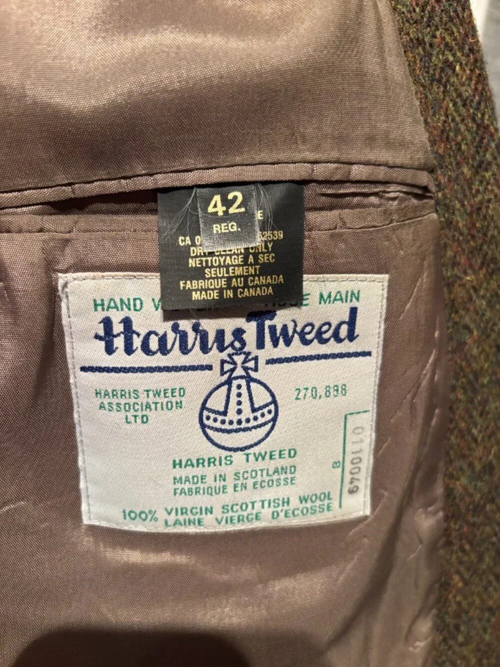 Vintage Harris Tweed Green Wool Jacket in 42 Regular - Picture 5 of 8